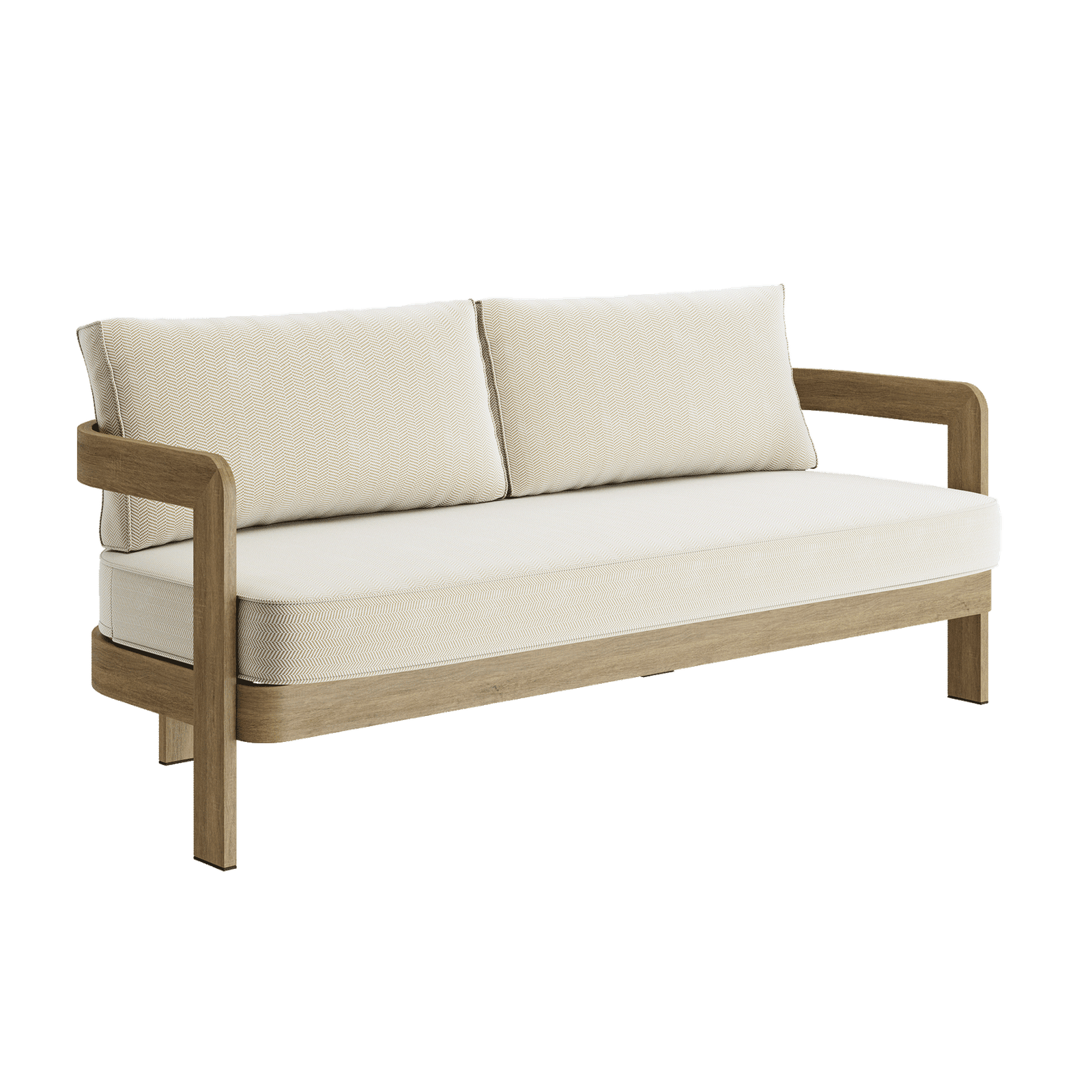 N3 Oak Three Seater Sofa Pearl Herringbone - Image 2