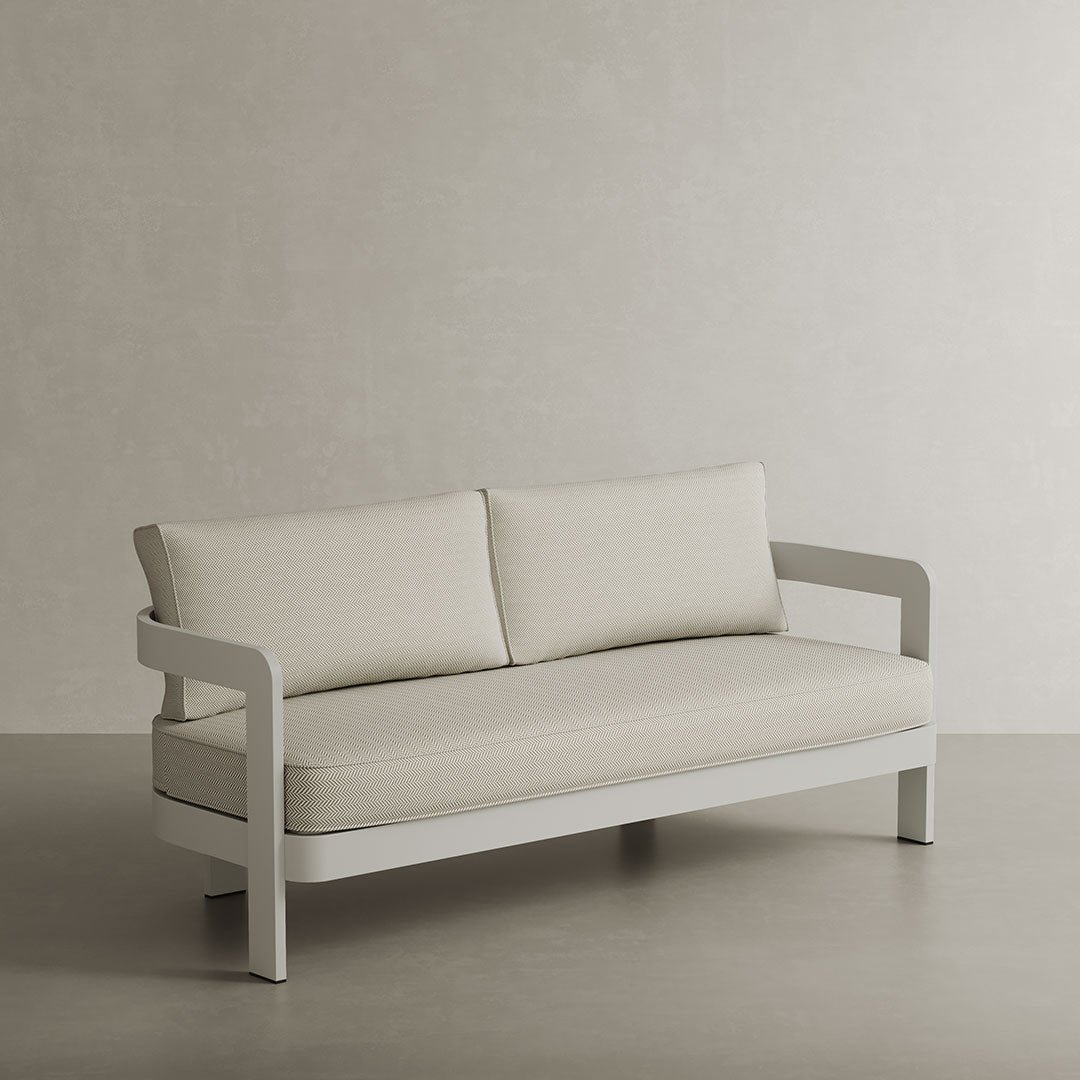 N3 Stone Three Seater Sofa Pearl Herringbone