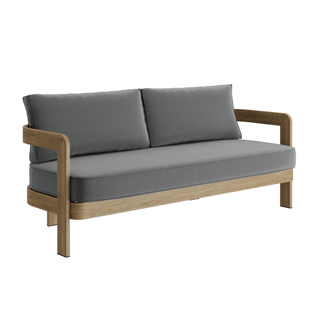 N3 Oak Three Seater Sofa Smoke Weave - Image 2